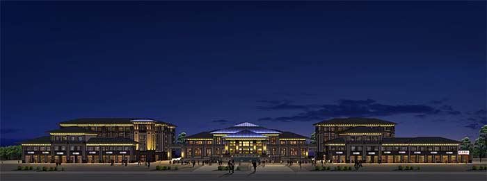 廊坊世嘉正园亮化工程正面视角夜景图