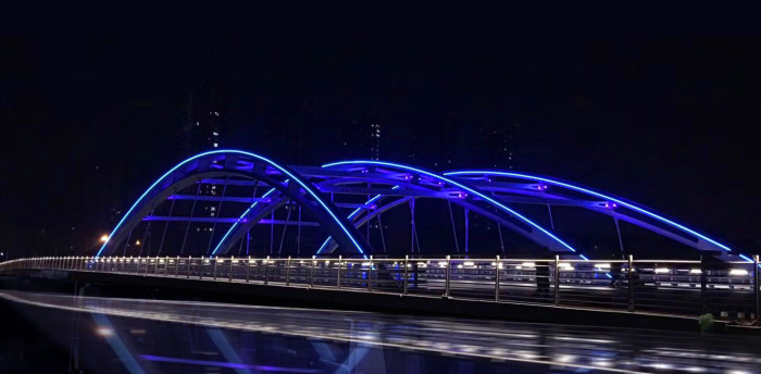 天津北辰龙兴桥亮化工程夜景图2