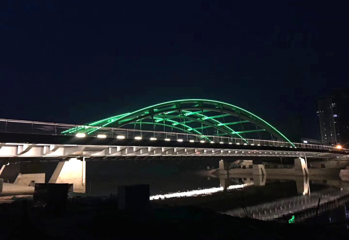 天津北辰龙兴桥亮化工程夜景图3