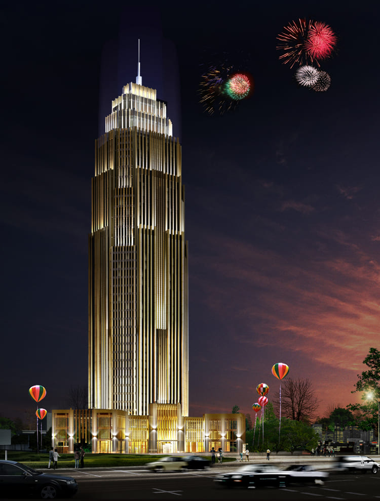 天津金座大厦亮化工程夜景图