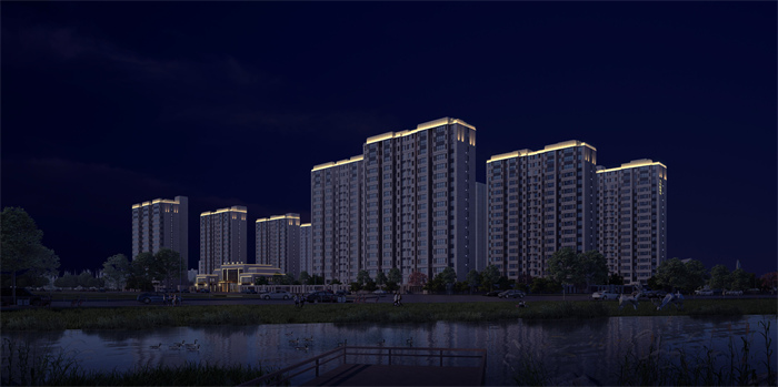 万科公园都会小区夜景亮化工程案例